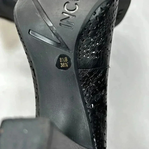 2/$30 Vince Camuto 8.5/38 1/2 Loafer Heels Fringe Black Croc Embossed Preppy - Picture 7 of 8